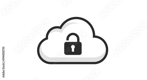 Cloud storage security padlock icon.