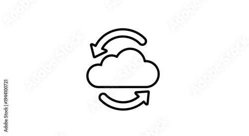 Cloud with circular arrows icon.