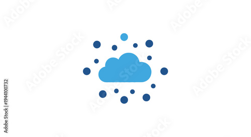 Cloud with rain droplets falling down.