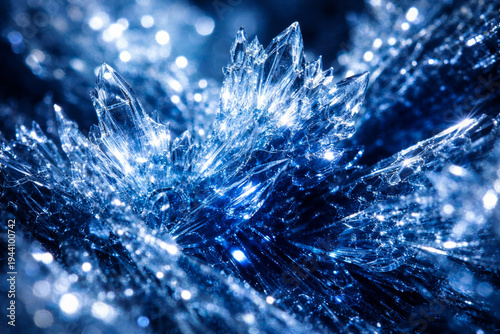 Close-up of stunning blue crystal formations sparkling in light