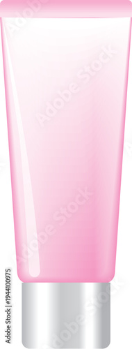 ピンクのチューブ型コスメ容器モックアップイラスト