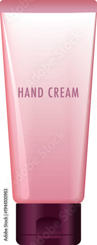 ピンクのチューブ型ハンドクリーム容器（英語表記）