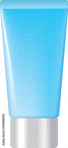 青いチューブ型コスメ容器のモックアップイラスト