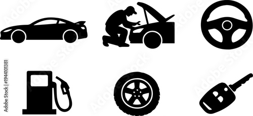 Car service automotive repair line icons. Vector