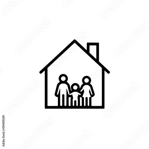 Family home icon logo design. House and family sign and symbol. Family home icon. Real estate, property and insurance logo.