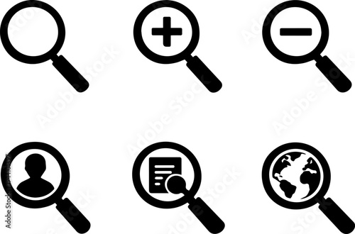 Search zoom interface magnifier line icons