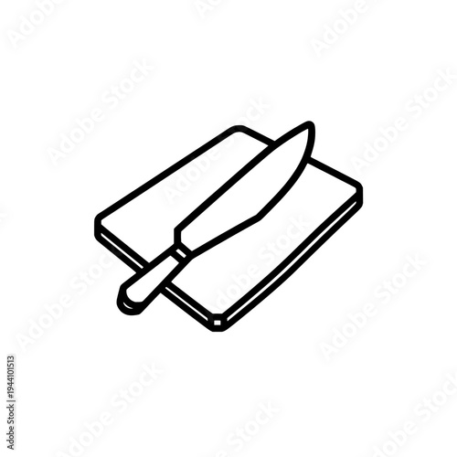 Cutting board icon logo design. Chopping board sign and symbol. Cutting board icon. Kitchenware tool for food preparation.