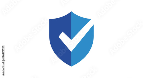 Blue shield with white checkmark symbol.