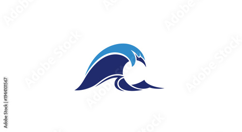 Blue wave graphic design element symbol.