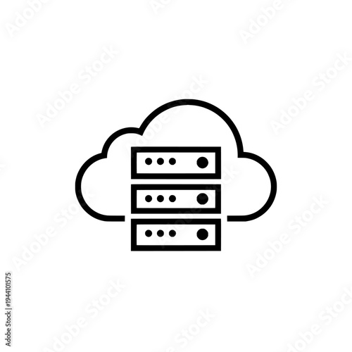 Cloud computing server icon logo design. Data storage sign and symbol. Server cloud icon. Network technology