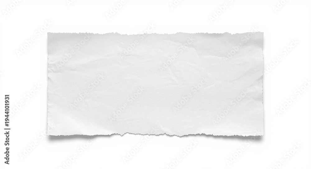 Obraz premium Plain white paper isolated, Crumpled and Creased Paper Poster Photo Effect Mockup, Crumpled paper texture layer effect,