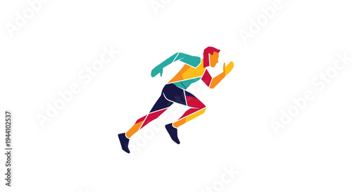 Man Running in Motion Sprinting Fast.