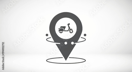 Motorcycle Location Pin Icon Design.