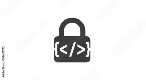 Padlock with coding symbol security.