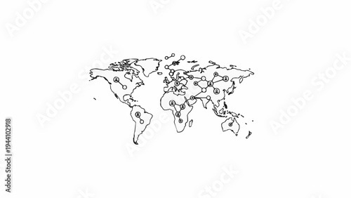 World Map Illustration Outline Global Geography.