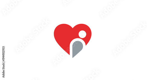 Red heart with person inside.