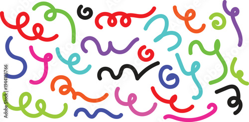 Colorful squiggly lines art piece with various vibrant hues