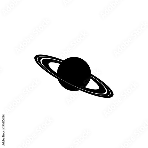 Planet icon logo design. Planet with ring sign and symbol. Astronomy planet icon. Saturn space silhouette.