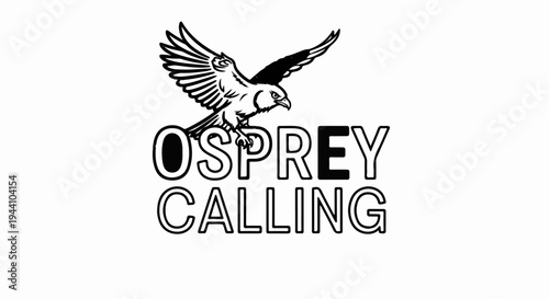 A black and white graphic logo featuring a soaring raptor bird above bold text