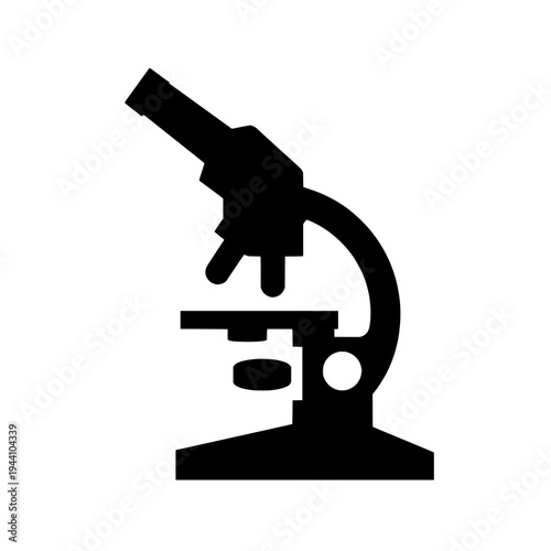 Microscope icon logo design. Laboratory science equipment sign and symbol. Lab microscope icon. Scientific research tool.
