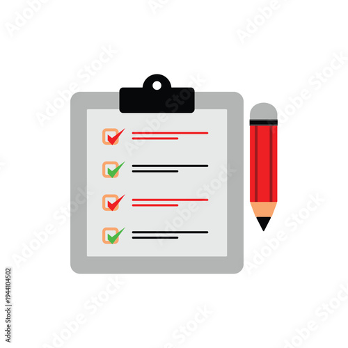 Checklist document icon flat style isolated icon