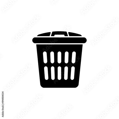 Laundry basket icon logo design. Clothes hamper sign and symbol. Laundry storage icon. Household cleaning and washing.