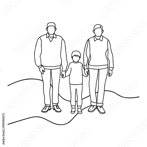 Loving family unit featuring two parents and their child standing together, holding hands, symbolizing connection and support.