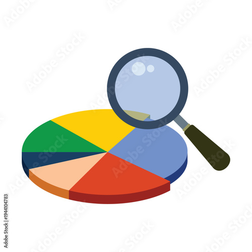 Statistic icon images business data analysis with magnifying glass vector illustration