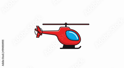 A bright red cartoon helicopter with blue windows