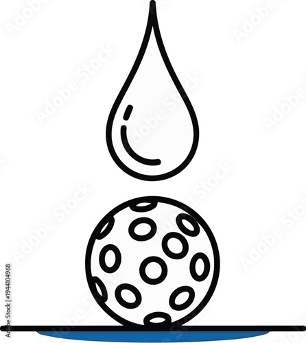 A stylized graphic shows a water drop falling towards a perforated sphere
