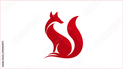 Sleek and vibrant red fox logo icon, modern abstract animal silhouette, elegant vector graphic design element on white background.