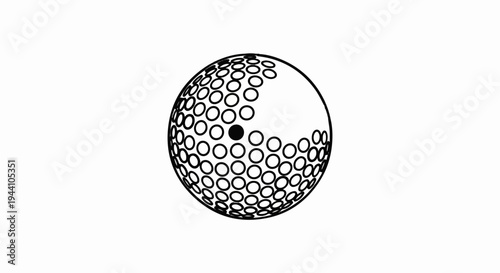 A stylized outline of a golf ball with dimples and a single solid black center