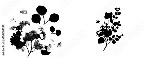 Whimsical Watercolor Floral Silhouette Art Print