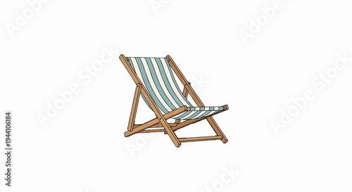 A striped canvas deck chair rests on a white background