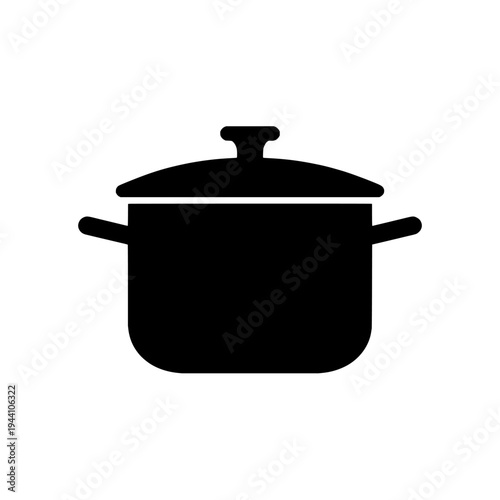 Cooking pot silhouette icon logo design. Casserole pan sign and symbol. Cooking pot icon. Kitchen cookware vector illustration.