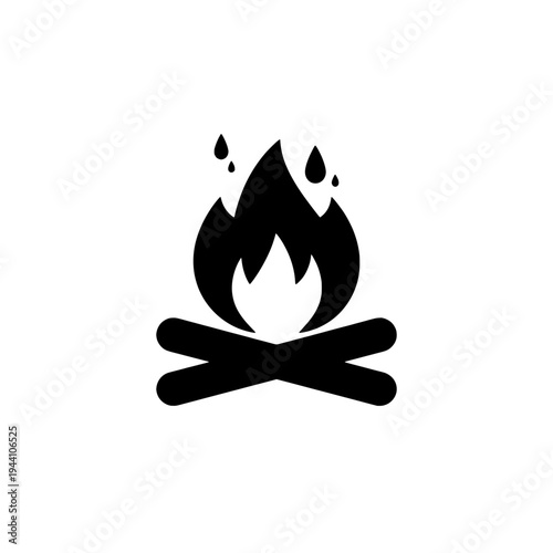 Campfire icon logo design. Flame sign and symbol. Bonfire icon. Outdoor camping adventure.