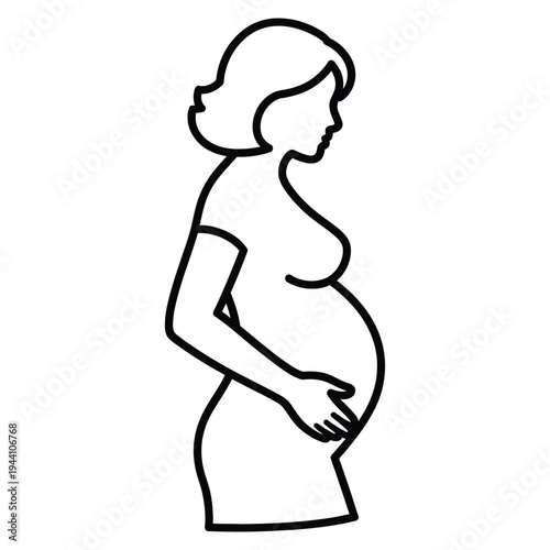 Pregnant woman icon vector, pregnancy silhouette