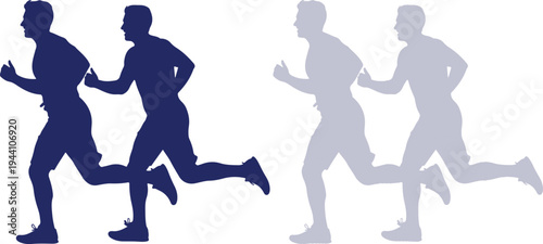 Happy friendship day running together silhouette