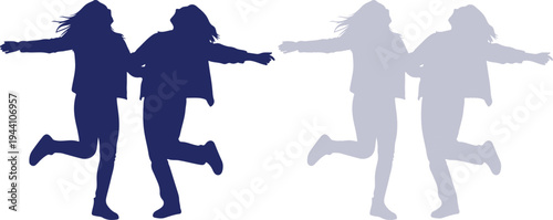 Happy friendship day celebrations with best friends silhouettes