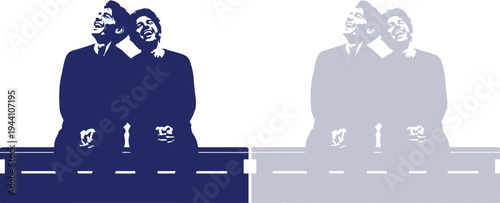 Celebrate happy friendship day with friends silhouette