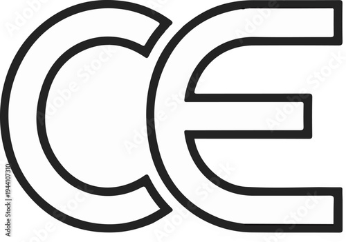 A simple outline of the letters C and E, representing conformity