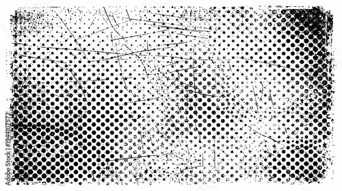 Abstract monochrome texture with scattered dots and scratches, suitable for backgrounds or designs