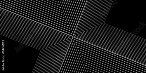 Abstract geometric background featuring thin white lines forming symmetrical angular patterns that intersect at the center on a black background.
