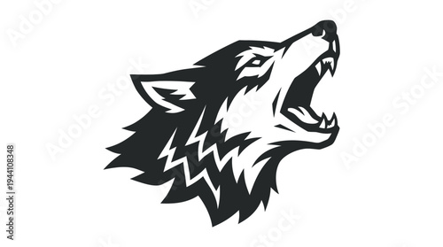 Stylized black and white wolf head logo with an open mouth, symbolizing strength and freedom