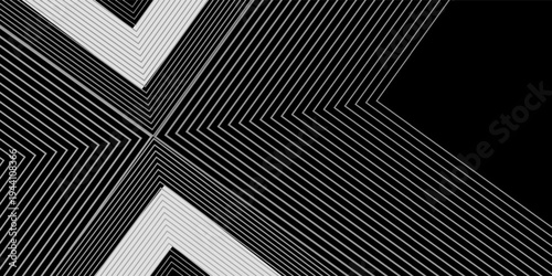Abstract geometric background featuring thin white lines forming symmetrical angular patterns that intersect at the center on a black background.