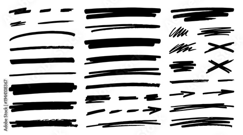 Various Black Brush Stroke Designs for Creative Arts and Graphic Projects