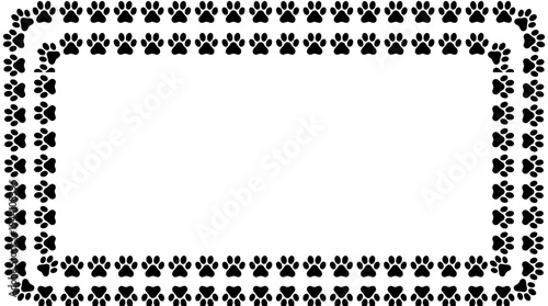 Black paw print border design on a white background, ideal for pet-related projects and invitations