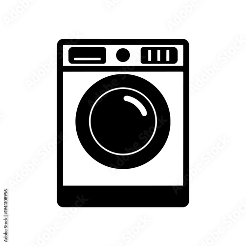 Washing machine icon logo design. Laundry appliance sign and symbol. Front load washing machine icon. Household electronics.