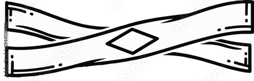 Abstract graphic of two intertwined ribbon-like shapes with a diamond in the center