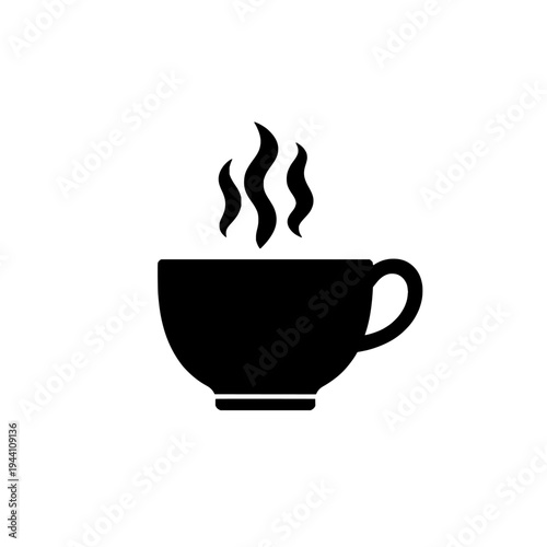Tea cup silhouette icon logo design. Coffee cup sign and symbol. Tea cup icon. Hot beverage morning drink for cafe menu or restaurant.